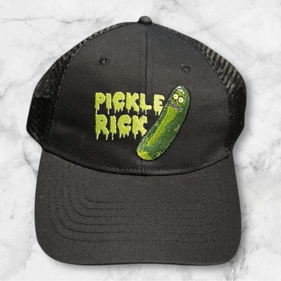 🆕Pickle Rick Embroidered Black Trucker Hat - Picture 2 of 11